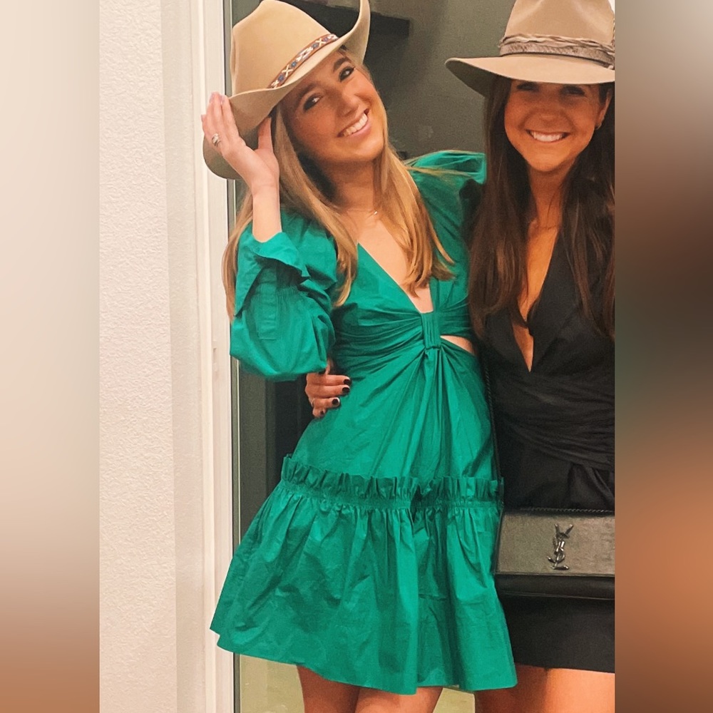 ALC alexa cutout green mini dress